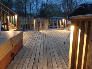 Austin home with outdoor deck lighting